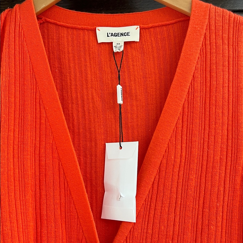 L’AGENCE Orange Knit Midi Dress - Picture 6 of 9